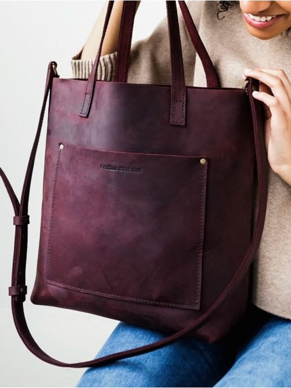 Portland Leather Goods PLUM Medium Crossbody Tote Bag Purse
